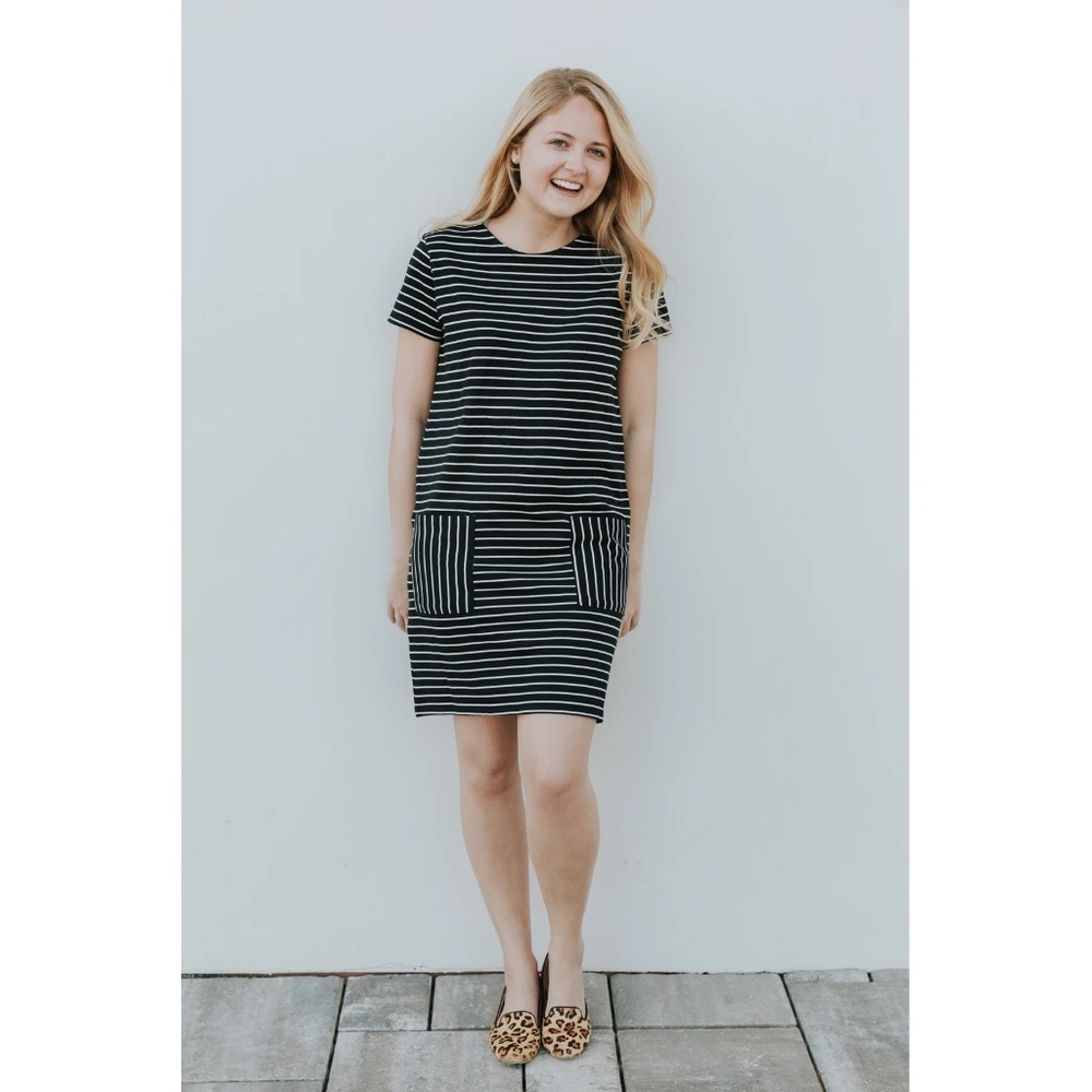 • People Tree • Phoebe Stripe Dress in Navy